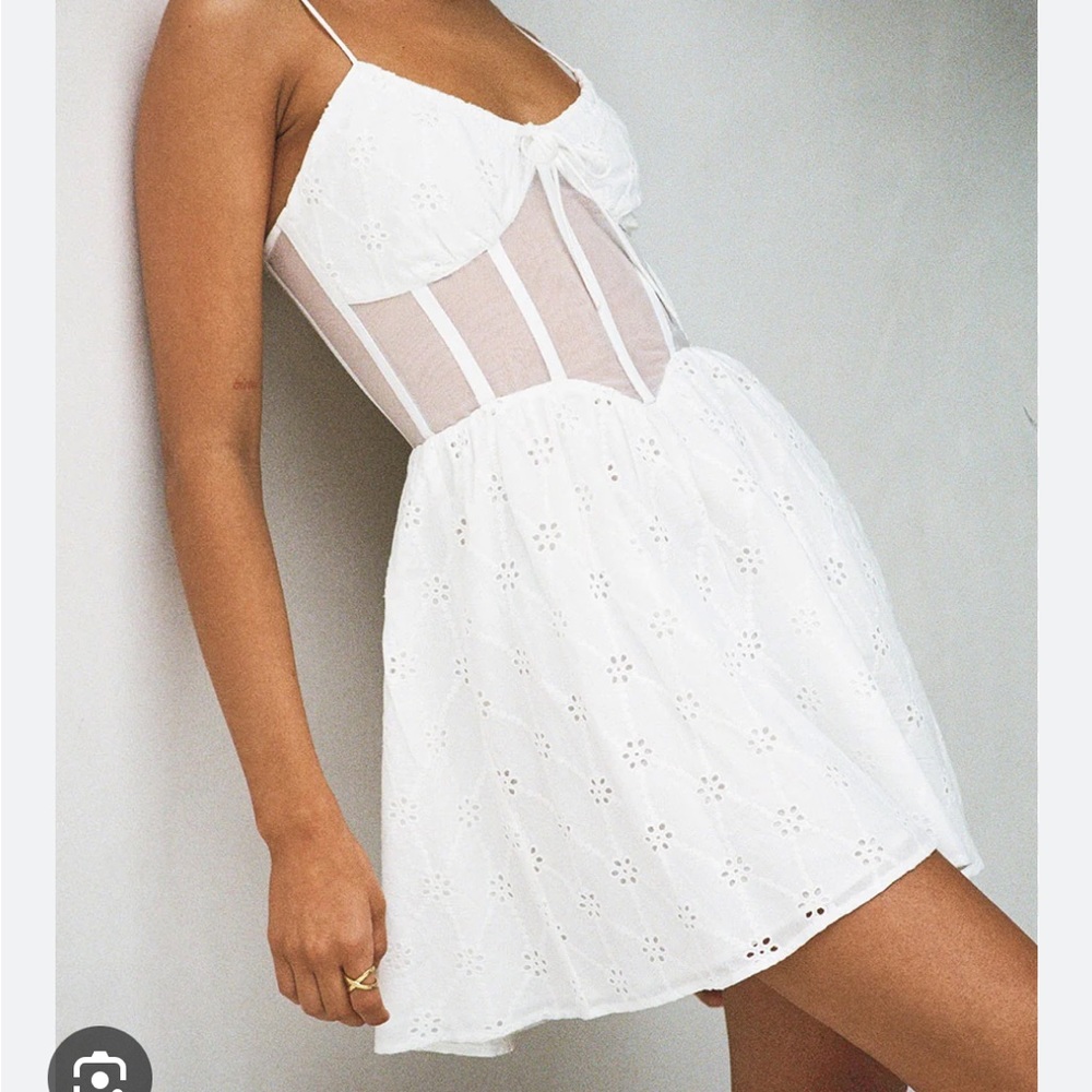 Sabo Skirt White Eyelet Corset Mini Dress